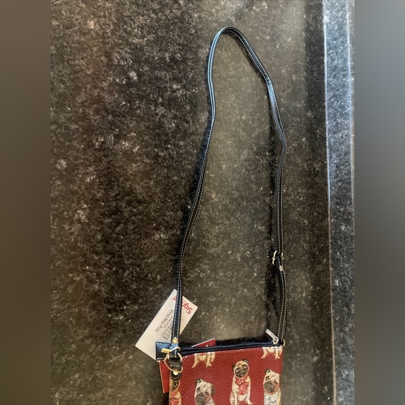 Signare Tapestry Small Crossbody Bag Sling Bag for Women with Pug Dog Design NWT - Picture 10 of 12